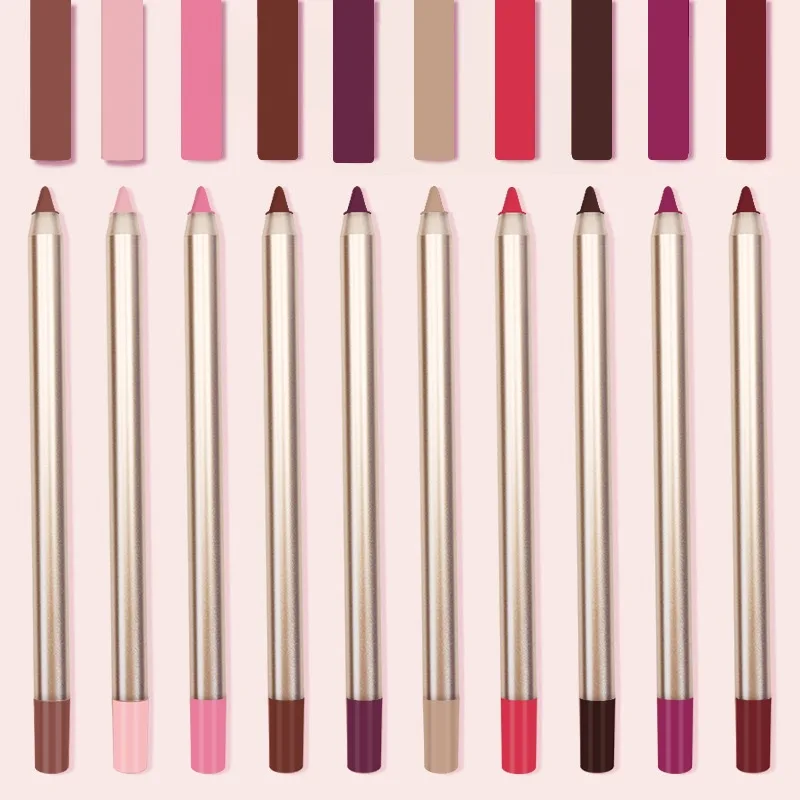Manufacturers direct sales of 15 color lip liner pen small batch wholesale waterproof multi-functional gold lip pen spot no logo