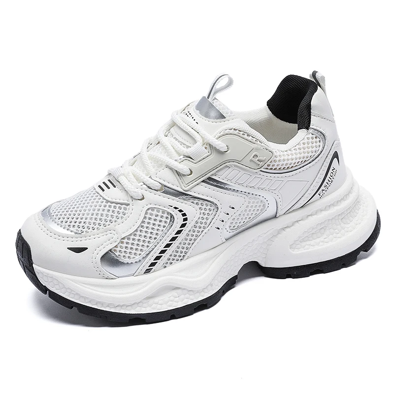 Student sports products running and leisure shoes thick soled and high rise walking shoes for women