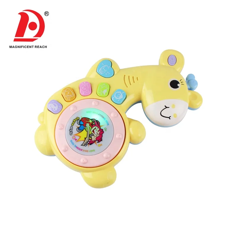 HUADA 2019 Lovely Cartoon Animal Styling Plastic Baby Drum Musical Toy with Music & Light