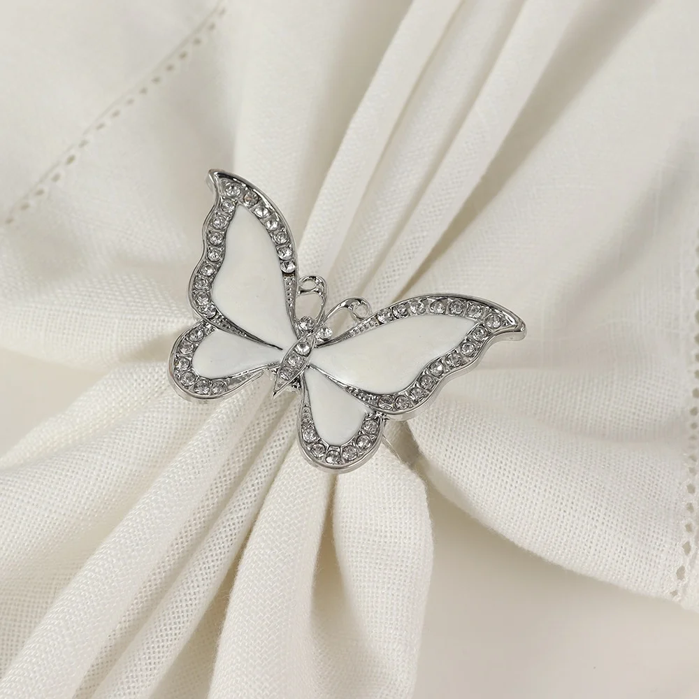 Fashion Jewelry  Insect Series Wedding Accessories for Table Oil Dripping Diamond Butterfly Napkin Ring