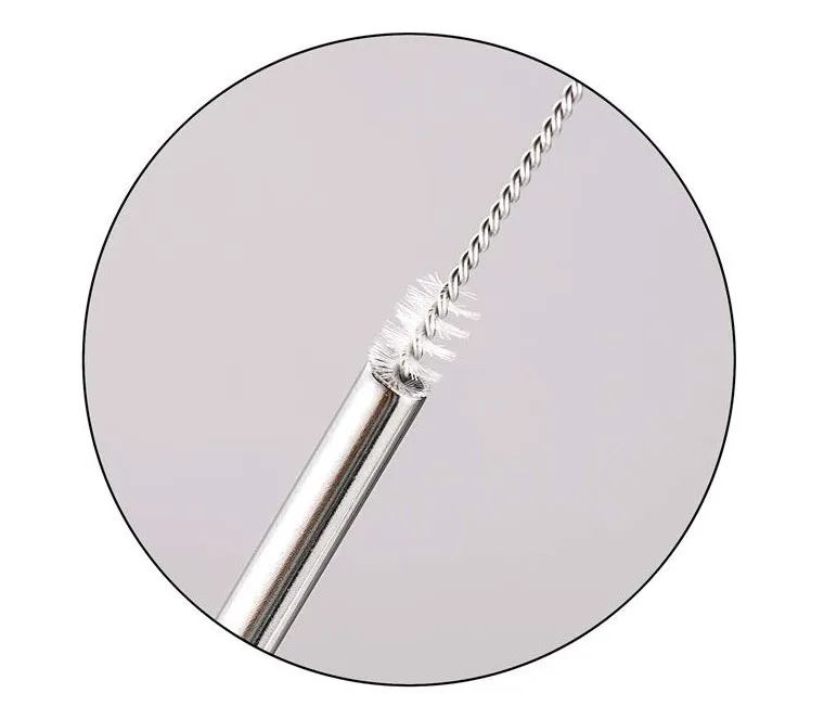 
Wholesale High Quality Custom Logo Reusable 8 piece 304 Stainless Steel Metal drinking Straws Set With Brush And Pouch 