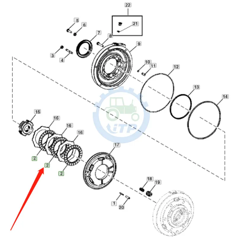 Диск сцепления T159475 подходит для JD 210G 210K 210LEP 210LJ