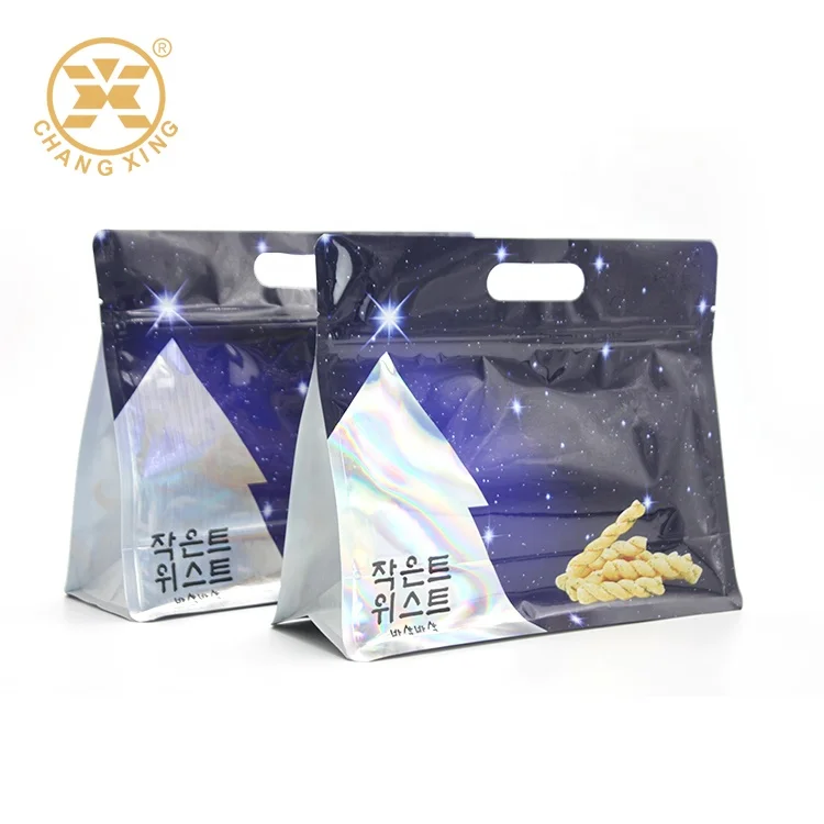 Transparent Stand Up Pouch Holographic Hologram Zip Lock Packaging Bag For Cosmetic Candy Make Up