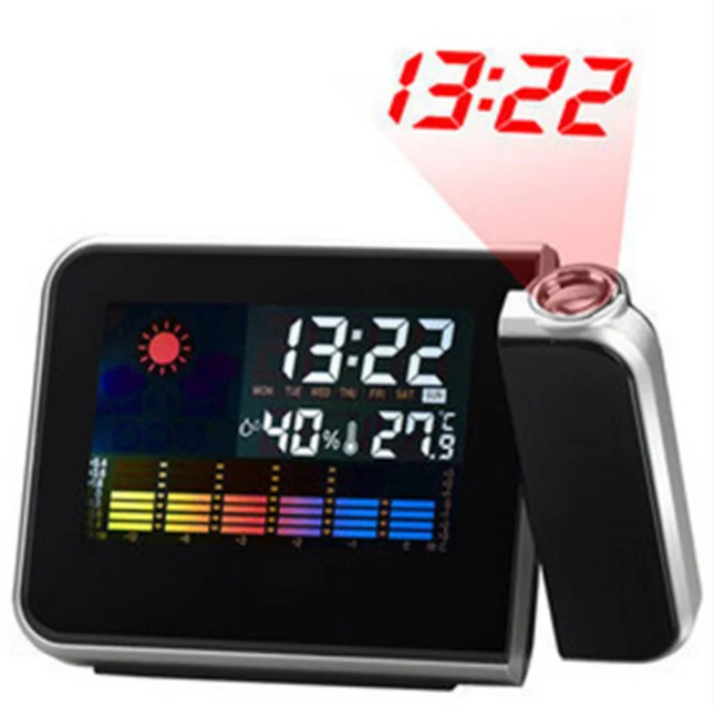Проекционный будильник с метеостанцией комнатный термометр монитор температуры и влажности гигрометр календарем
