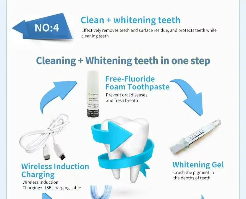 wholesale-teeth-whitening-kits dropshipping 3 in 1 u shaped electric toothbrush teeth whitening kit black for Adult