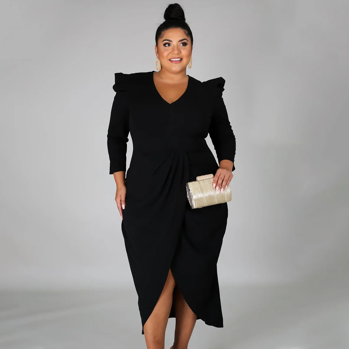 Winter Fall Fashion Long Sleeve Elegant Party Evening Women Clothing Plus Size Dress