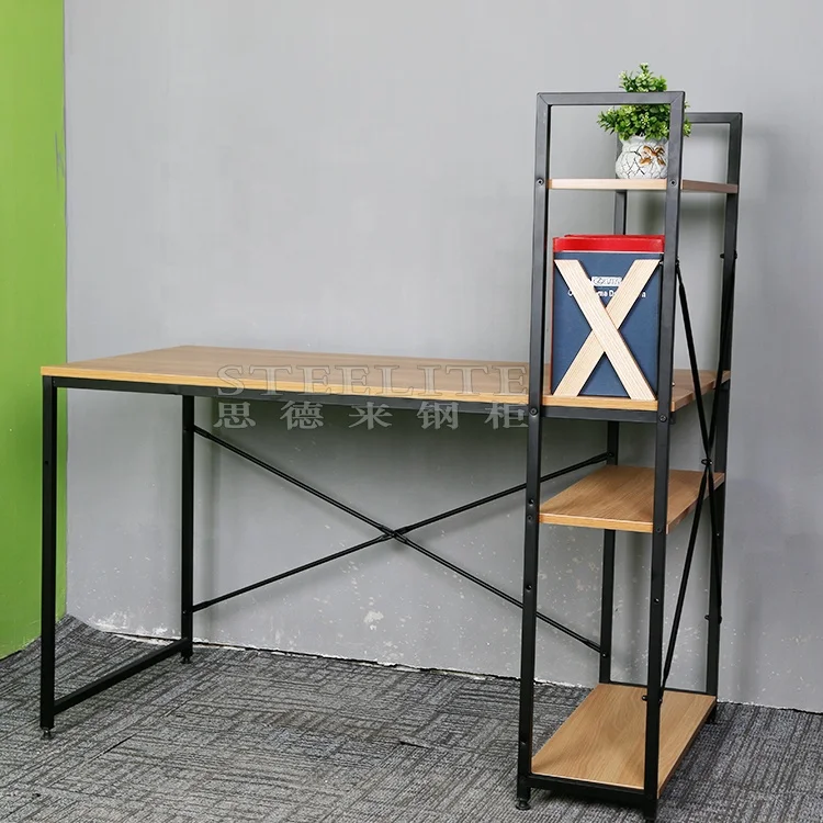 Chic Design Home Office Laptop Computer Desk Kids Writing Study Table with Bookshelf