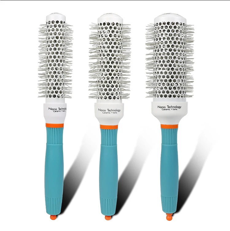Wholesale Round Ceramic Hair Brush High Temperature Resistance Nylon Boar Bristle Styling Hair Brush