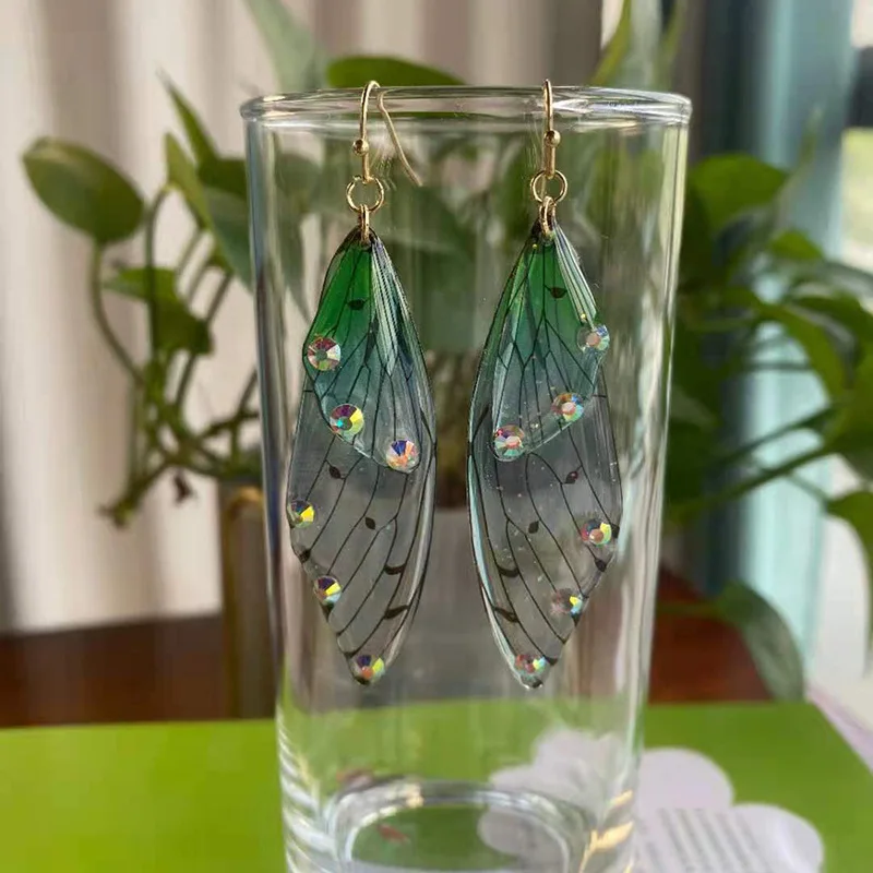 Delicate Animal Gradient Butterfly Wings Drop Earrings Anti Allergy S925 Silver Needle Hook Earrings For Women Girls