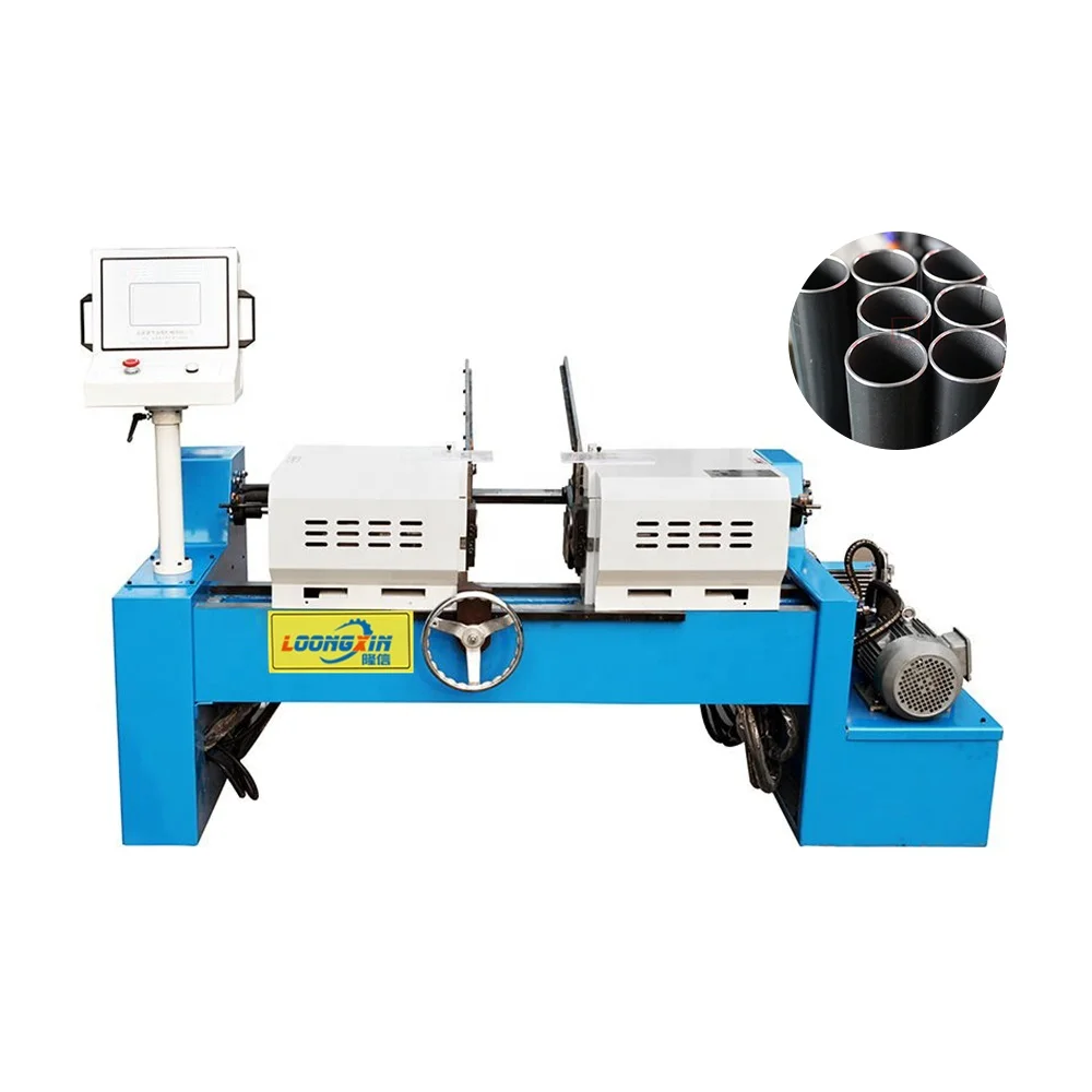 High speed pneumatic cnc automatic metal aluminium round bar rod pipe tube double head chamfering machine