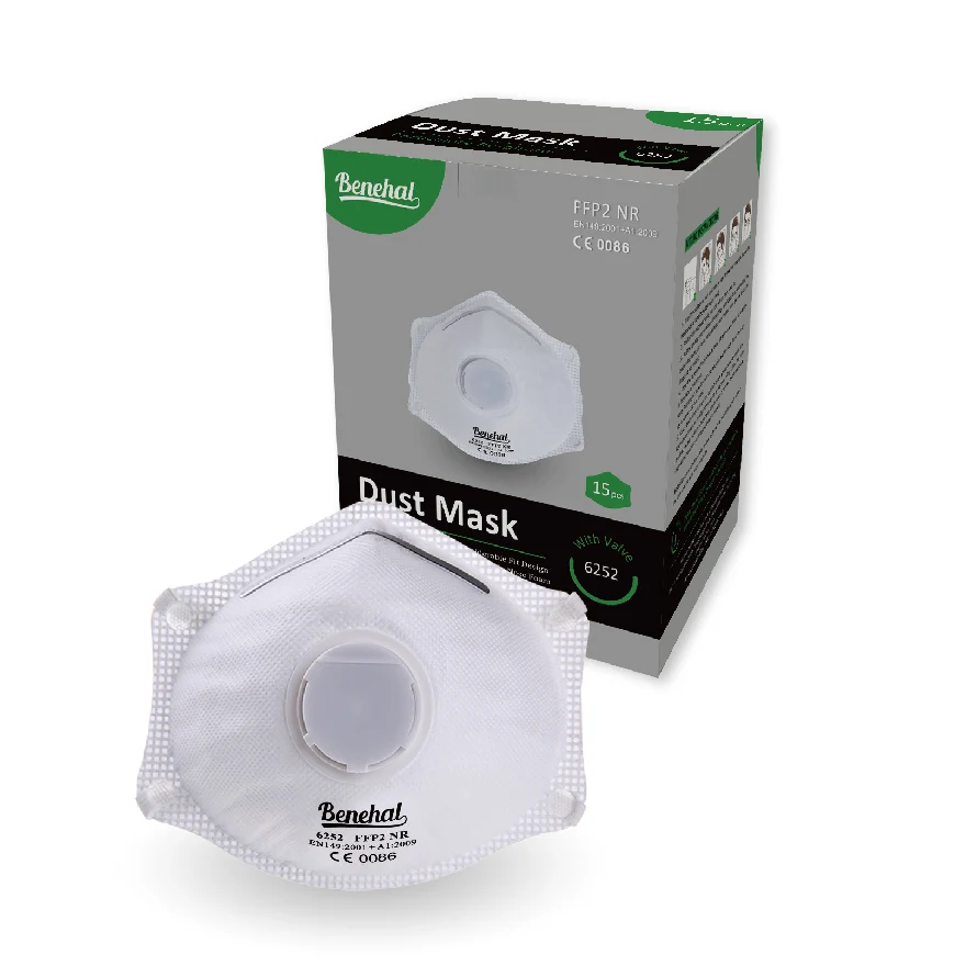Benehal CE BSI certificate FFP2 mask , auti dust face respirator with valve, model MS6252 dust mask