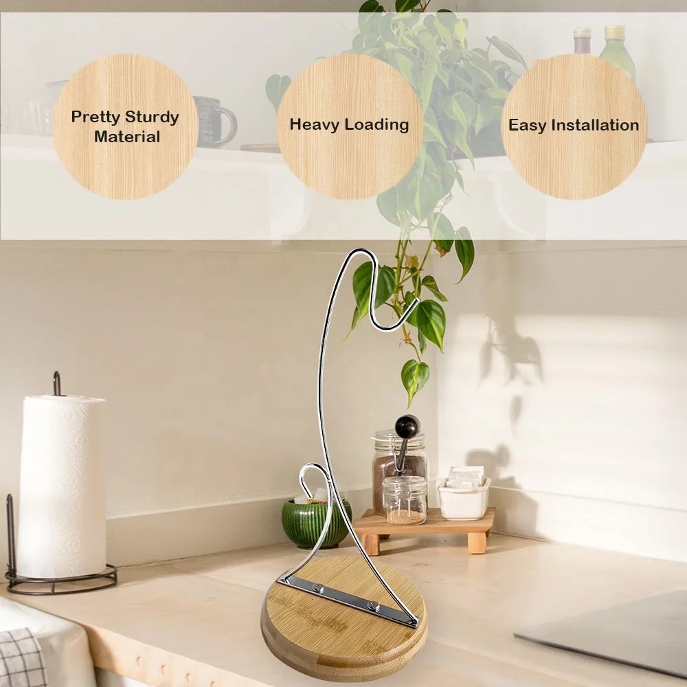 Factory New Chrome Countertop Table Rack Bamboo Holder Hook Tree Stand Banana Hanger Display Stand For Home Restaurant Hotel
