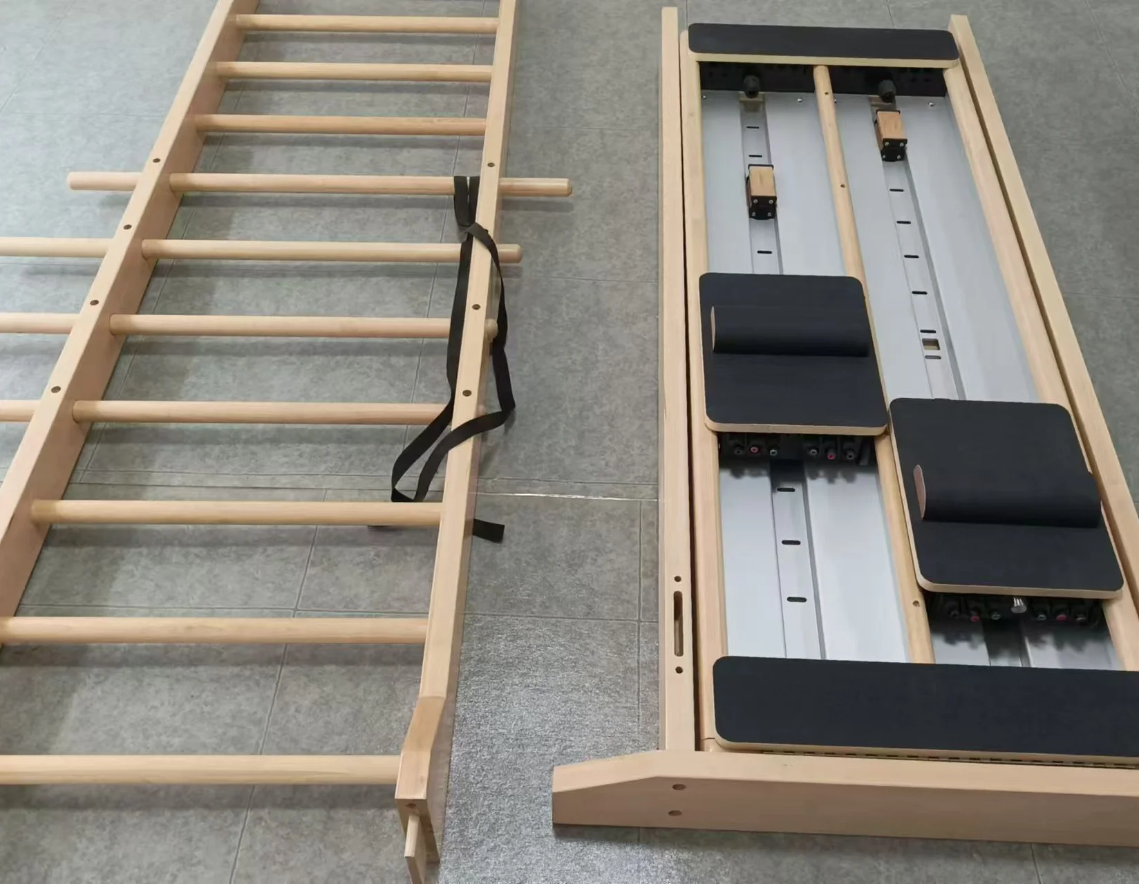 Two-way Sliding Ladder Pilates Reformer Machine Wall-mounted Double Track Core Bed For Yoga