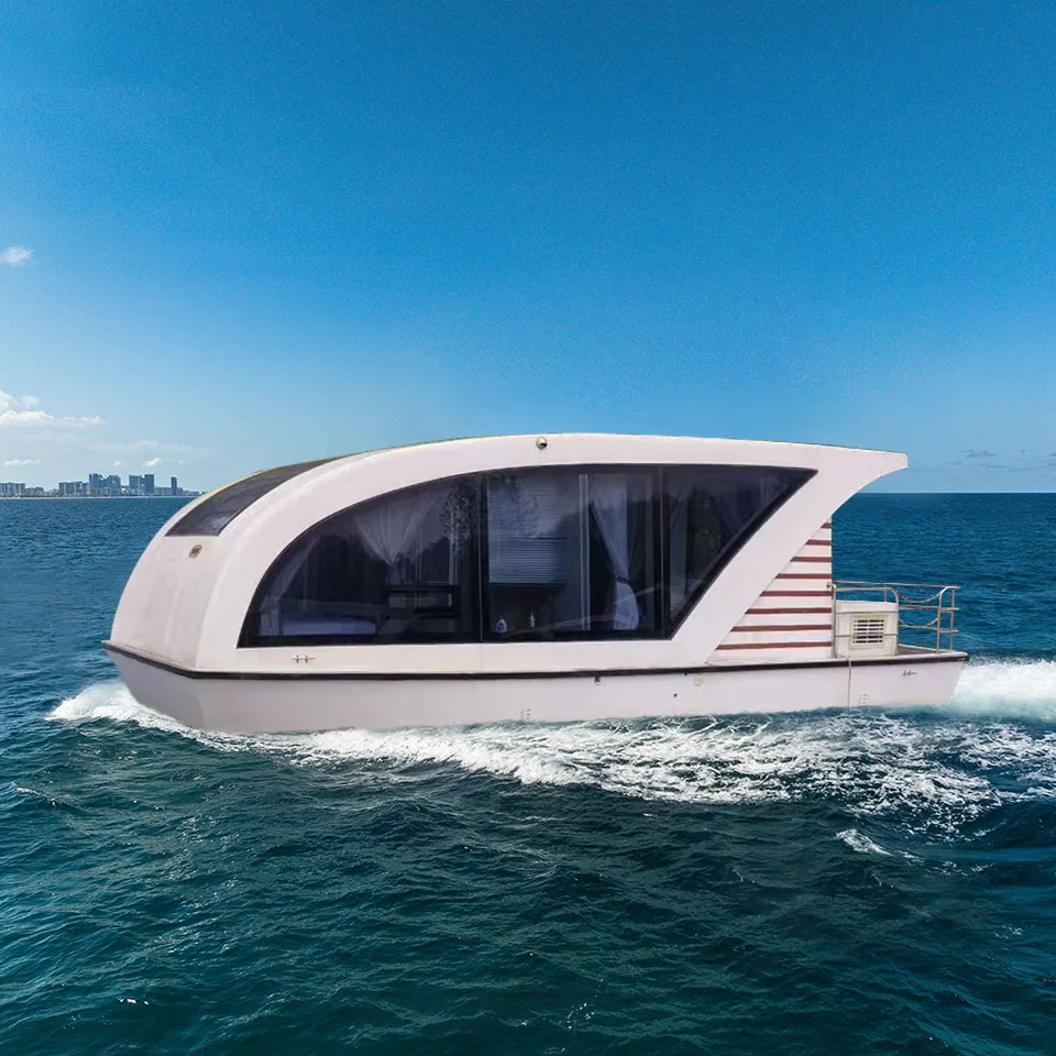 Fishing Boat Fiberglass Floating Houseboat Water Hotel Restaurant Luxury Floating House Boat Yacht Luxury Boats Made In China
