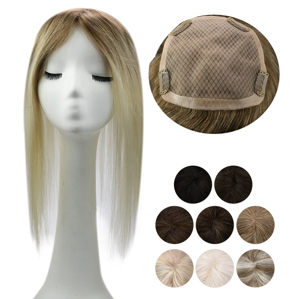 Full Shine Hot Sale Mono Lace Base Human Hair Topper Black Brown Blonde 13*13cm Remy Toppers for Women