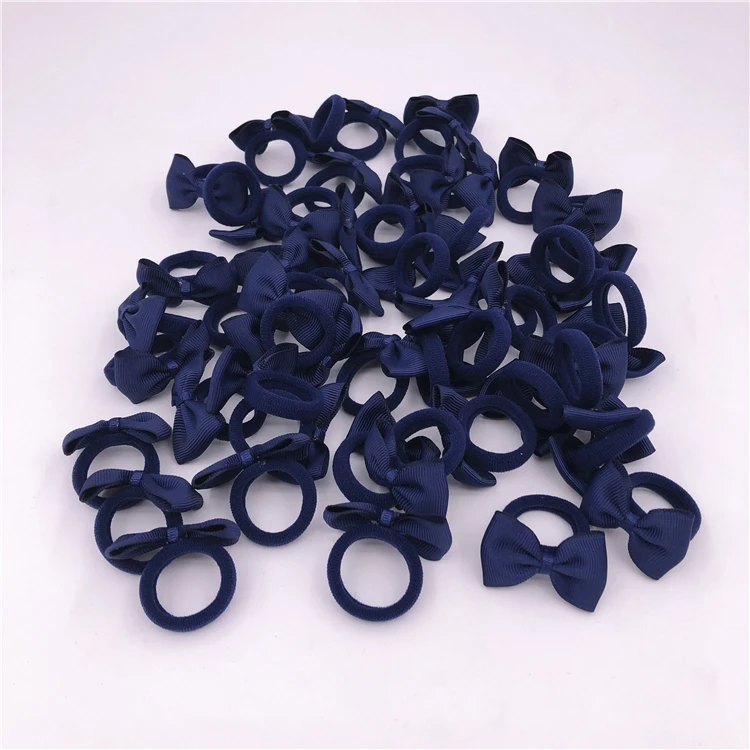 Baby Girls Mini bow WITH nylon Elastic Loop Ponytail Holder hair bands bow bobble ties