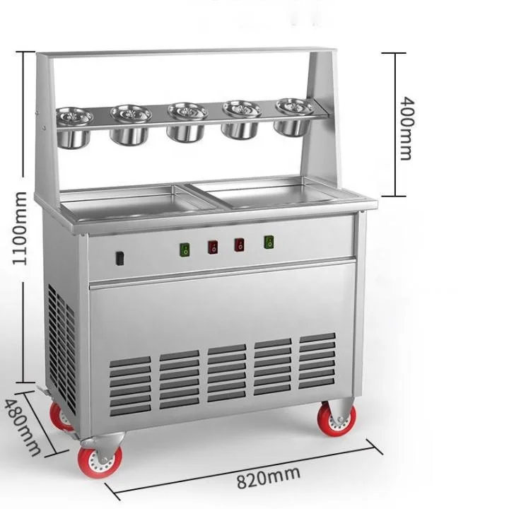 OEM 110V/220V Commercial Thai fried ice machine fried fruit Matcha ice cream machine long pot thick cut fried ice machine