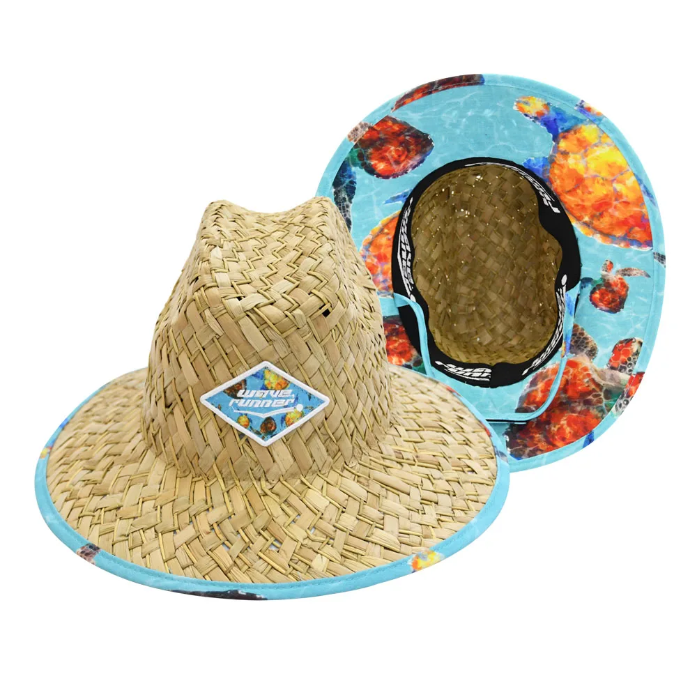 Vintage Summer Handmade Braided Natural Straw Hat For Kids Children Wide Brim Rattan Weave Hat With Custom Logo