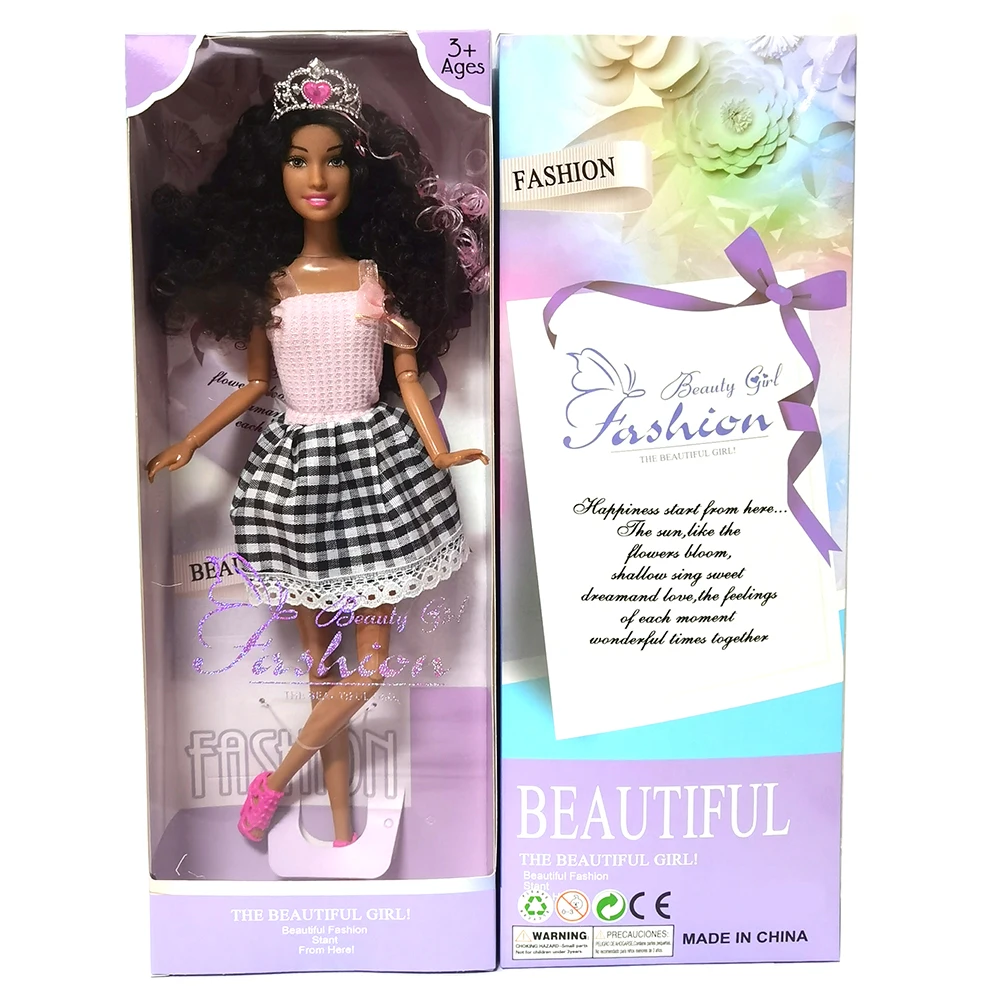 11.5 Inch 11 Joints Solid American African Black Skin Doll Girl Gift Realistic Reborn Dolls Princess Girl