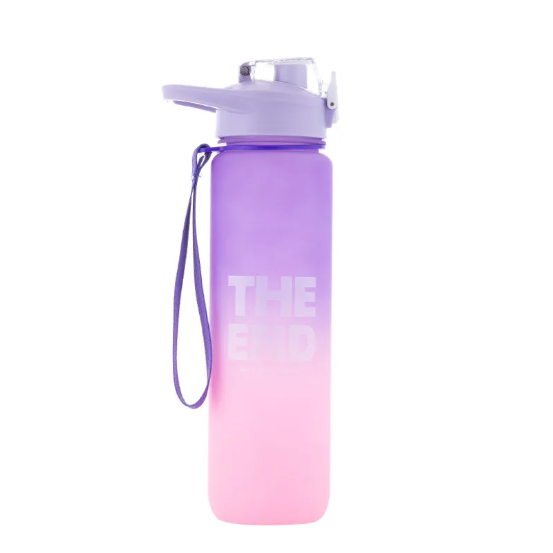 Custom Logo Plastic 32oz Sports Motivational Drinking Bottles Gym Fitness Flip Top Cover Drink Water Bottle with Straw