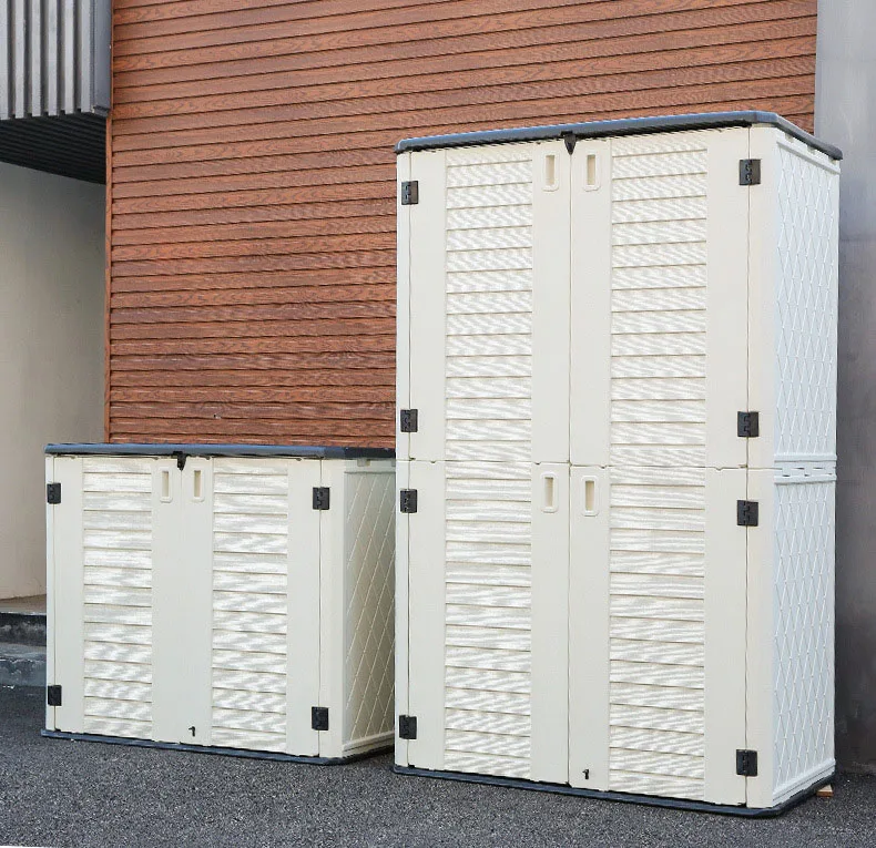 Outdoor New Storage Shed Plastic Base Cabinet Garden Storage Bin for Backyards and Patios