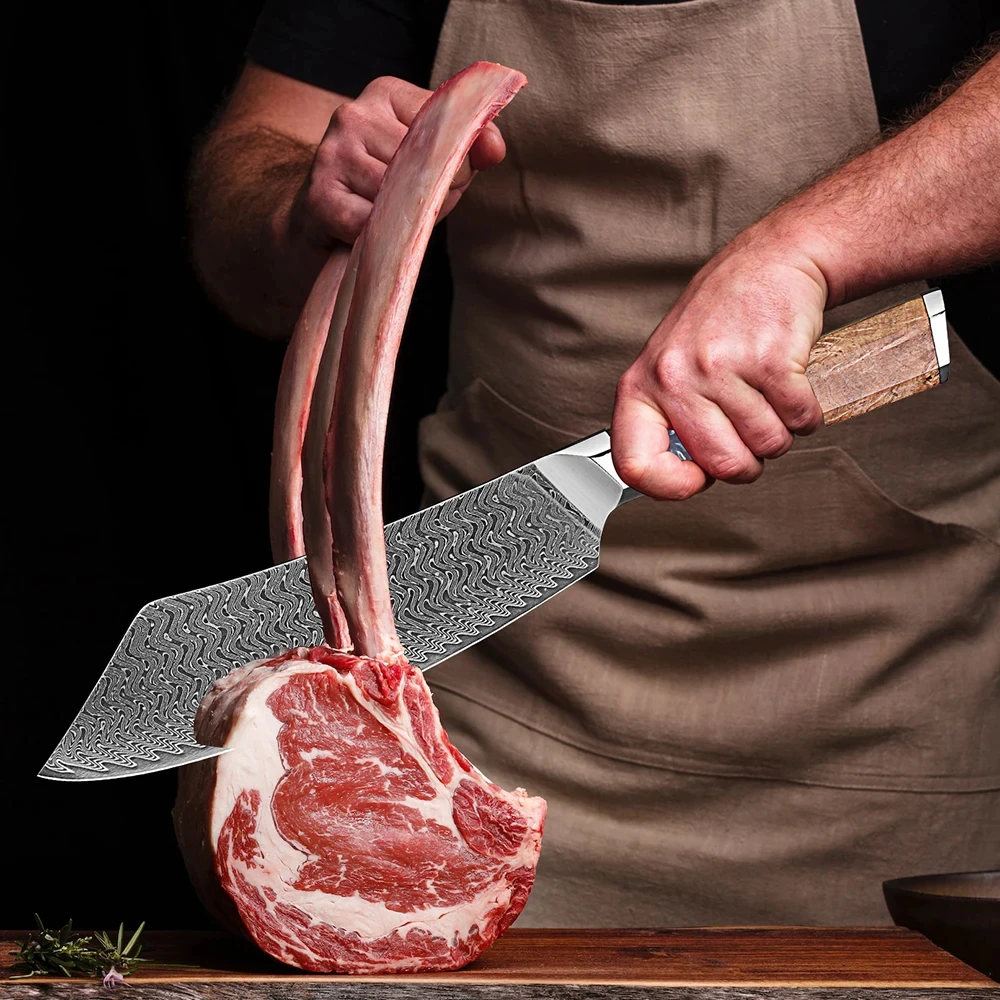 1-9 Pcs Damascus Knife Set Japanese Kitchen Knives VG10 Steel Core Ultra-Sharp Pro Chef Knife Set with Resin & Blue Wood Handles