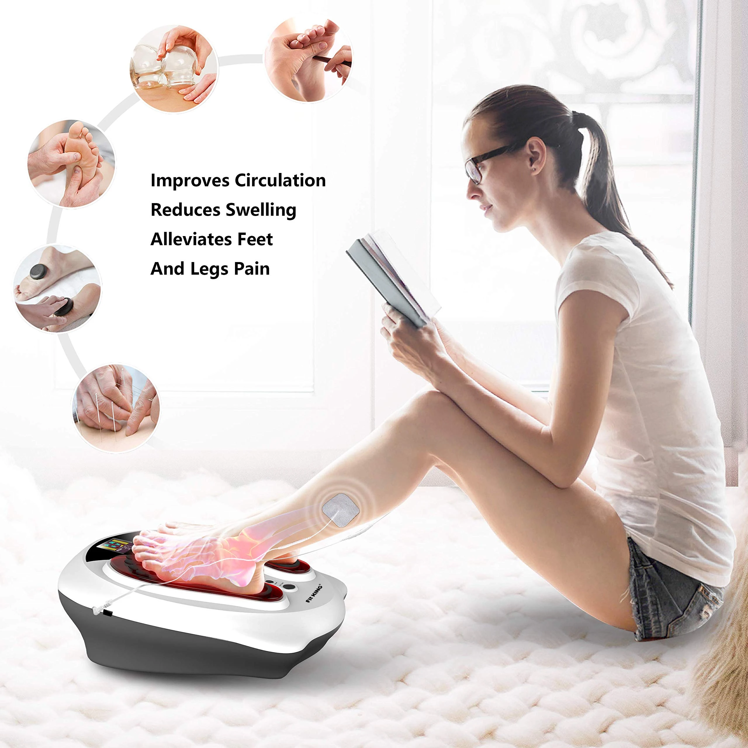 OEM Foot Massager Circulation Stimulator Heat EMS 4 Electrode Muscles Shoulders Circulation Neuropathy Cramps Foot Massager