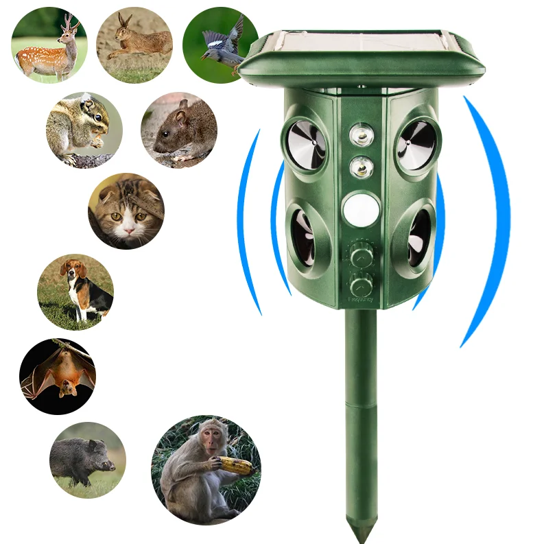 OEM electronic ultrasonic anti animal sensor rat lion orangutan marten fox mouse bird pigeon scare sound repeller
