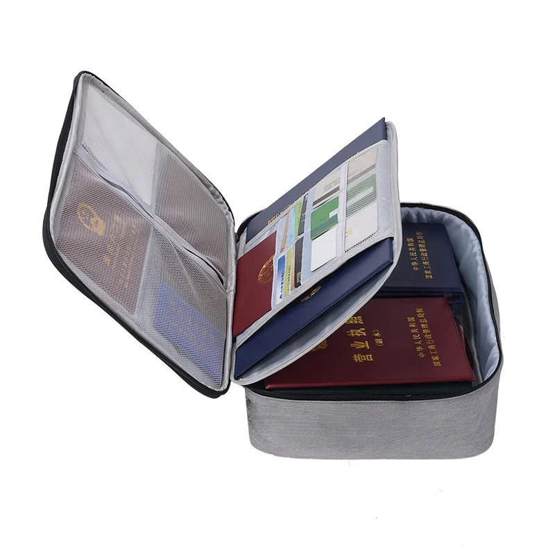 
2 Layer Oxford Document Bag Holder Zipper Closure Portable File Pocket Organizer 