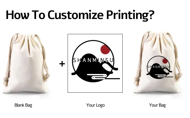 Recyclable organic muslin eco friendly custom logo drawstr canvas white black printed mini small pouch cotton drawstring bags