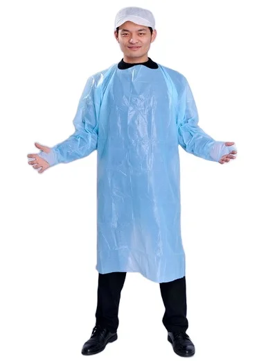 Factory Price With Long Sleeves Plastic Apron PPE Gowns Disposable CPE isolation apron nurse apron medical plastic