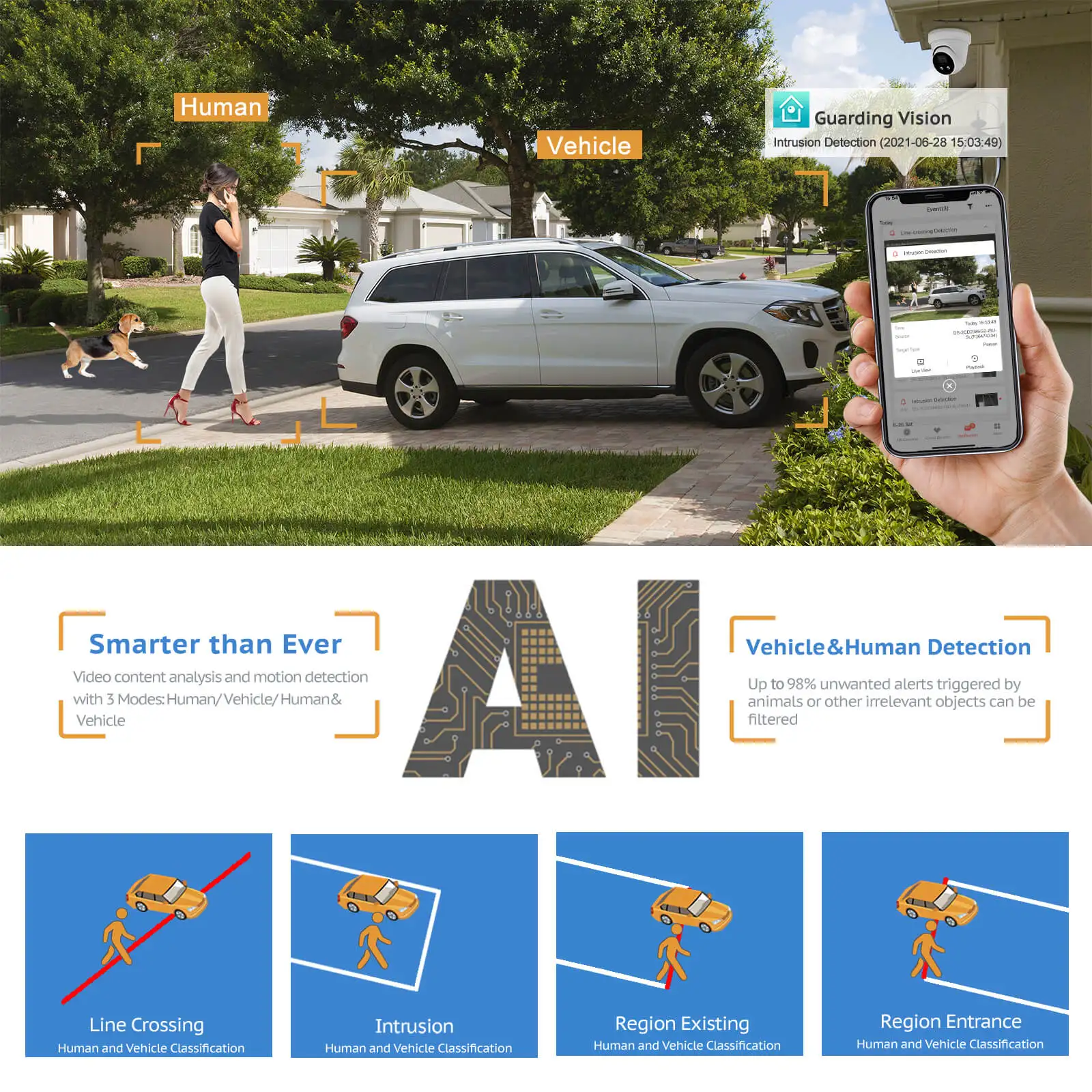 HIKVISON Color vu Acu sense Two Way Audio Light and Audible Warning 4MP 8MP 4K Turret Eyeball Security Camera