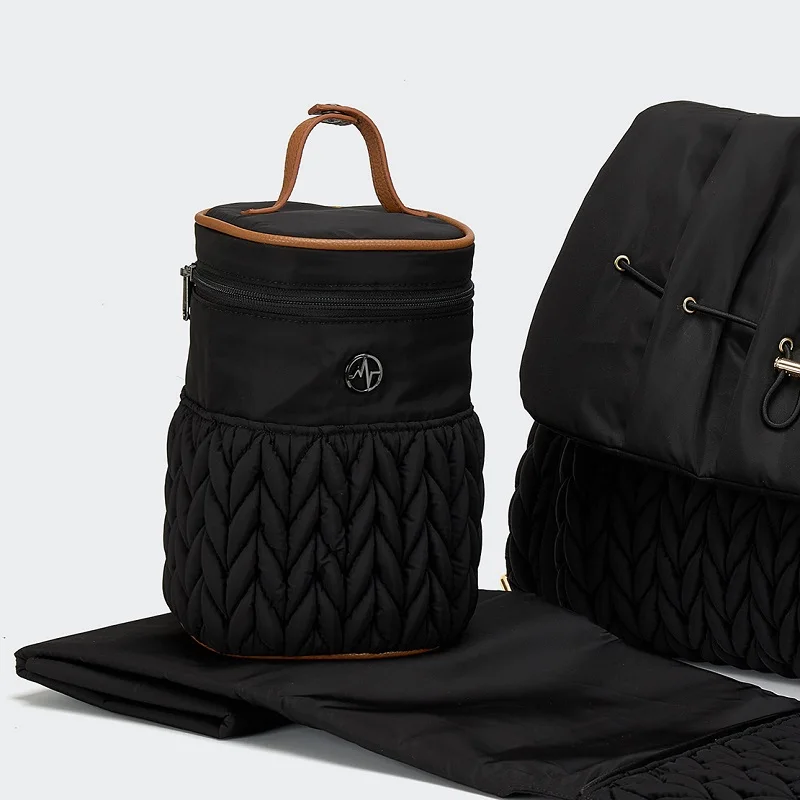 High Quality Fashionable Mommy Diaper Backpack Bag Black Baby Backpack Three-piece Set Diaper Bag With Changing Station