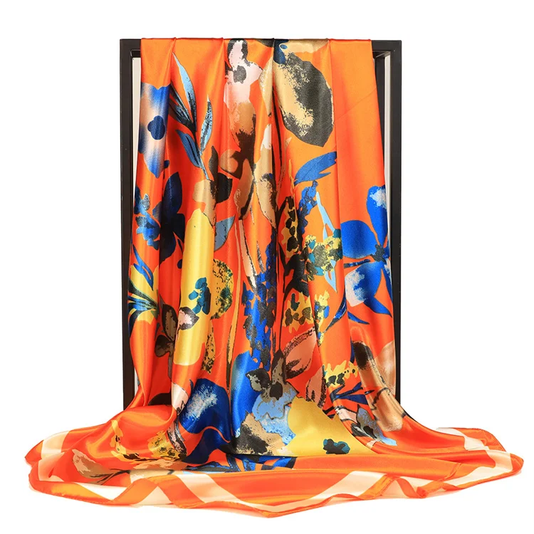 90*90 Luxury Silk Material Brand Letter C Style New Current Long Summer Scarves For Women