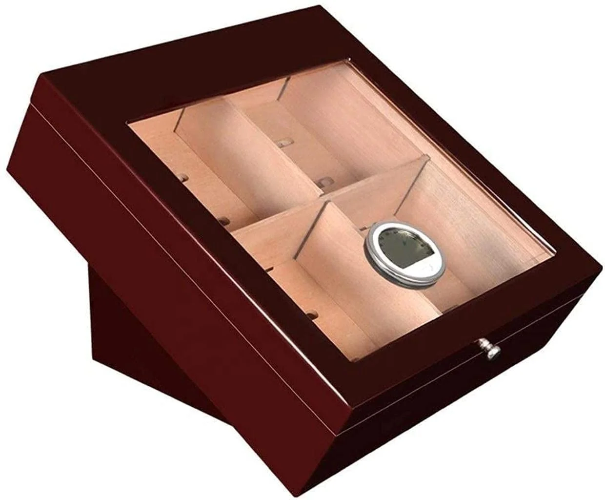 Creative portable cedar wood transparent glass top display humidor cigar box storage cabinets for 20-25 cigars