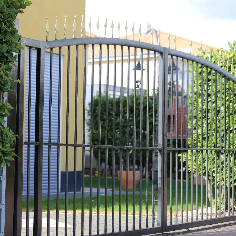 Factory Wholesale Swing Front Garden Gates Floral Wrought  Galvanized Arched Grill Design Swing Sliding Gate Iron Garden Gate