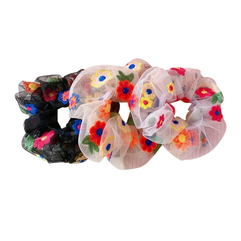 Новые стильные популярные резинки для волос с цветами, милые эластичные резинки для волос для девочек, оптовая продажа с завода