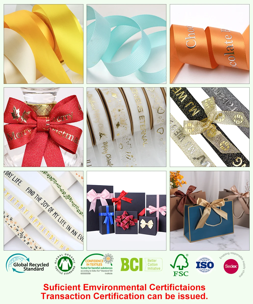 20 Years Ribbon Factory Custom Softness Glossiness Colorfastness Durability Grosgrain Silk Satin Printed Ribbon for Perfect Gift