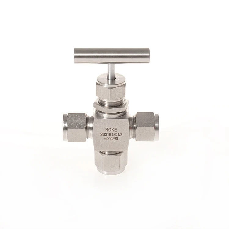 Stainless steel flow meter 3 way tee tube end needle valve