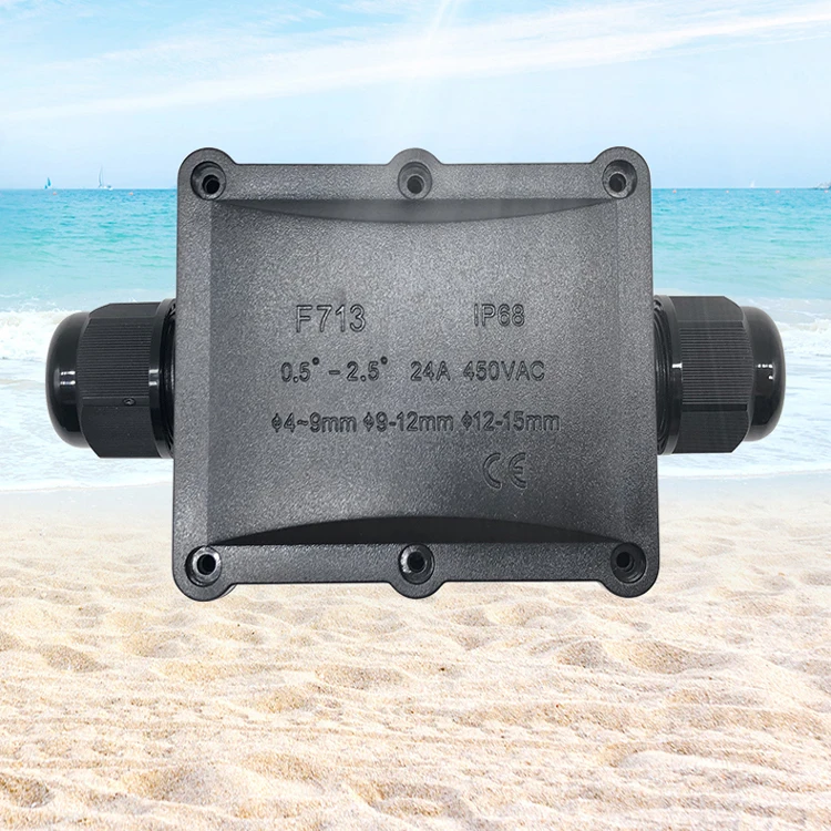 По изготовлению электрических пластиковых Ip68 водонепроницаемая распределительная коробка открытый подземный Электрический корпус 2 way черный клеммный блок распределительная коробка