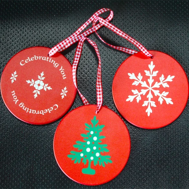 Сублимационный чистый пользовательский круглый керамический персонализированный Рождественский орнамент