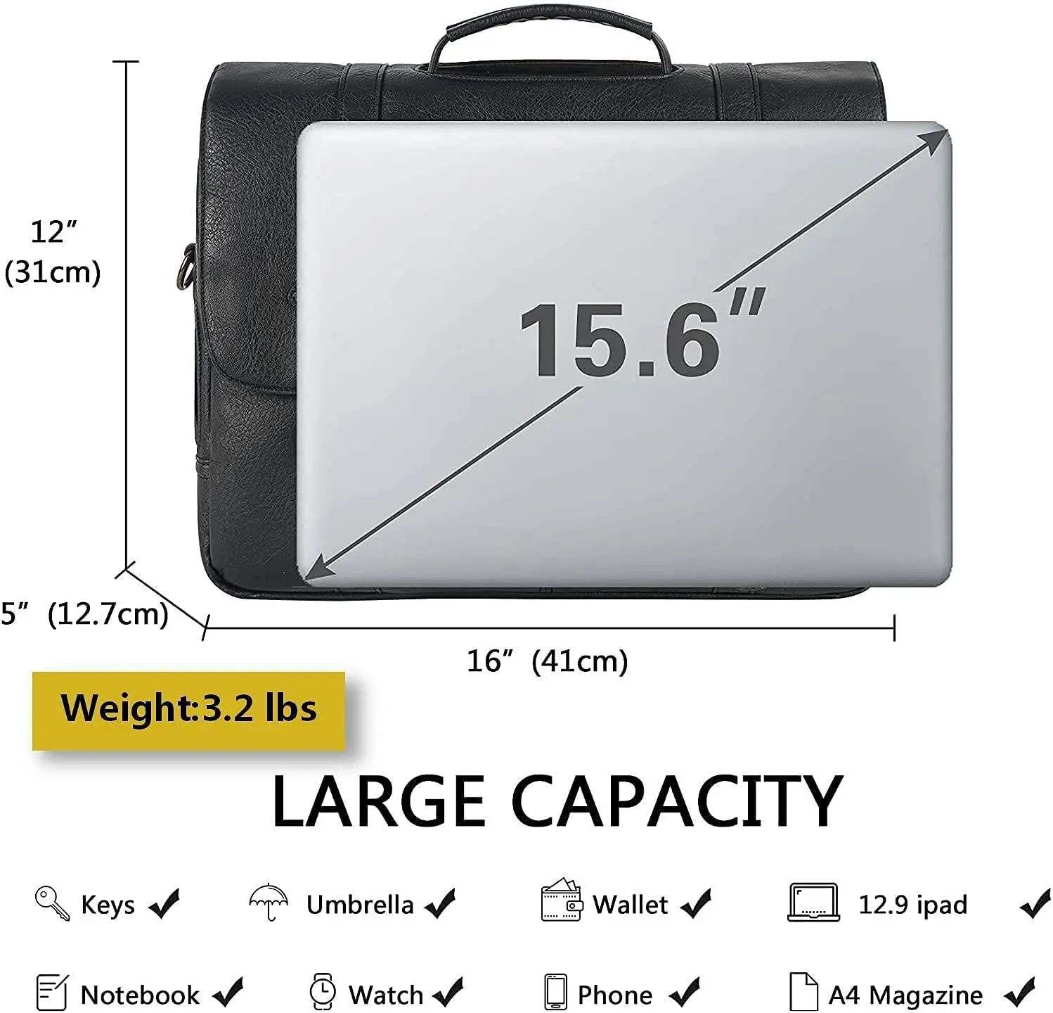 Wholesale Waterproof Handbags Crossbody Shoulder Travel Business Laptop Bag Men PU Leather Briefcase Bags For Men