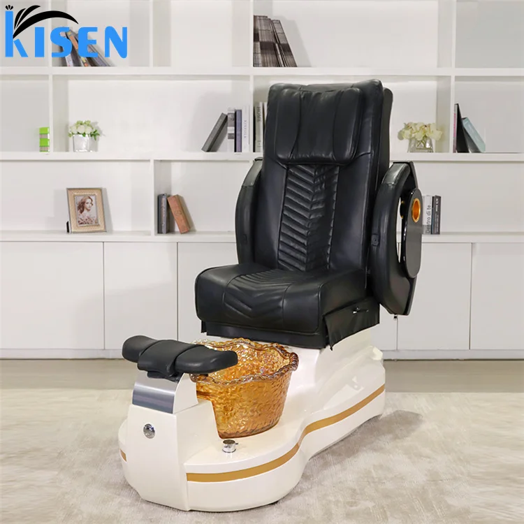 Kisen high quality 2024 pedicure chair for salon furniture barber use color optional adult massage foot wash LED manicure bed