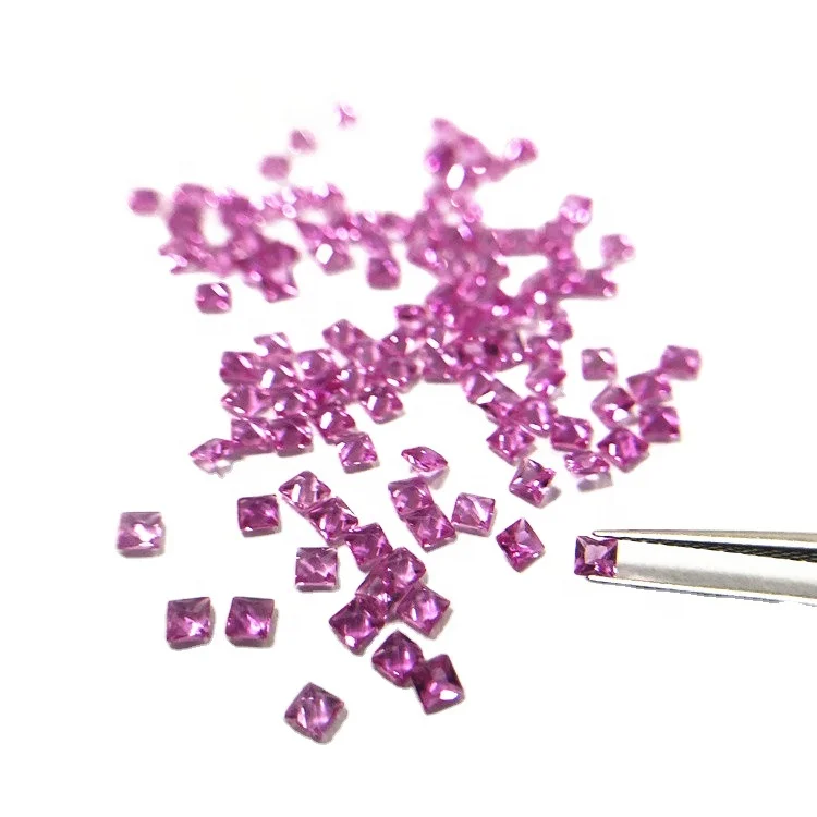 Loose 3# niel gems stone price of synthetic red corundum pink sapphire princes sapphires square cut ruby