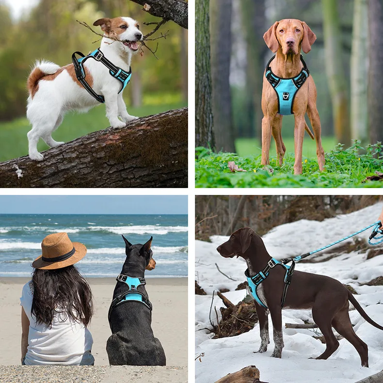 Manufacturer wholesale  Handle Pet Harness Vest Type Large Dog Harness Explosion-Proof Red Reflective Dog Pet Harness