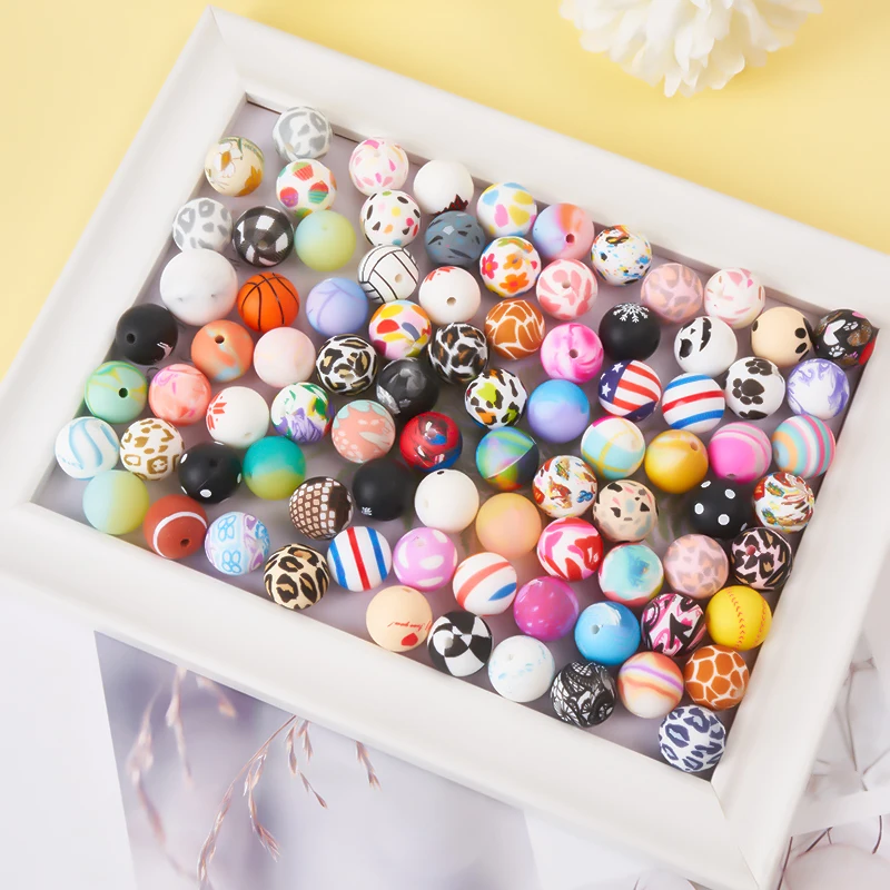 new product 2024 popular eco-friendly color soothing beads silicone baby teethers bead jewelry bracelets making kit
