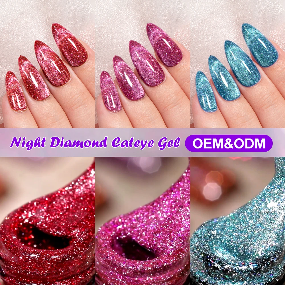 1kg Night Diamond Cateye Gel Magnetic Gel Nail Polish Cat Eye Polish Gel Oem Private Label