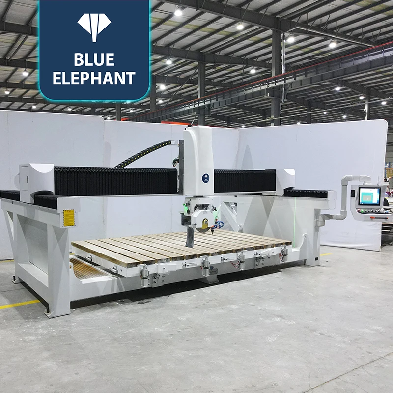 Blue Elephant customized 4 axis CNC stone tile cutting 4+1 Axis CNC marble quartz Bridge saw machine for making countertops