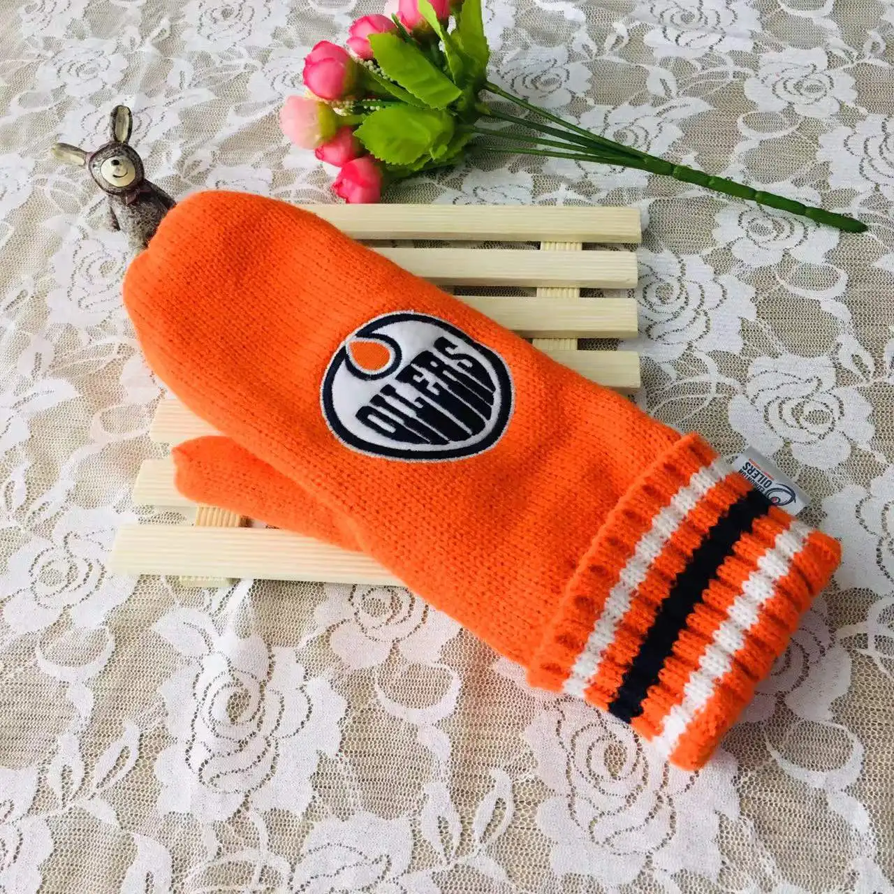 Hockey team ski snowboard snow fabric thin 100% cashmere adult fleece mittens for women custom logo