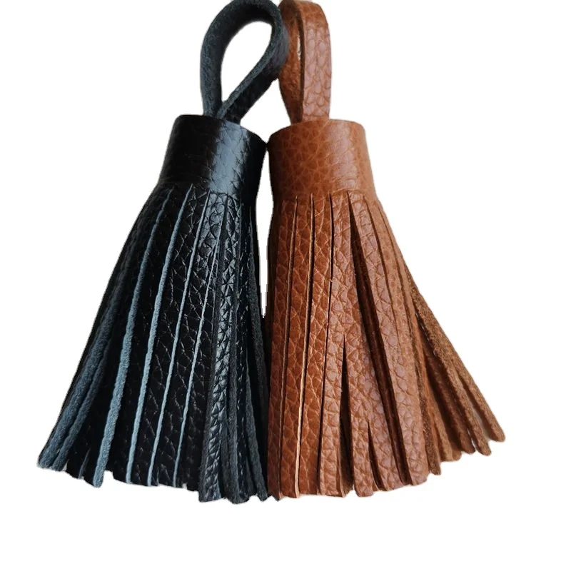 NANA high quality cow leather tassel,7cm real leather tassel bag charm